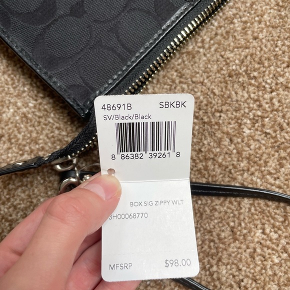 NWT Black Coach Signature Zippy Wallet 48691B - Picture 4 of 5